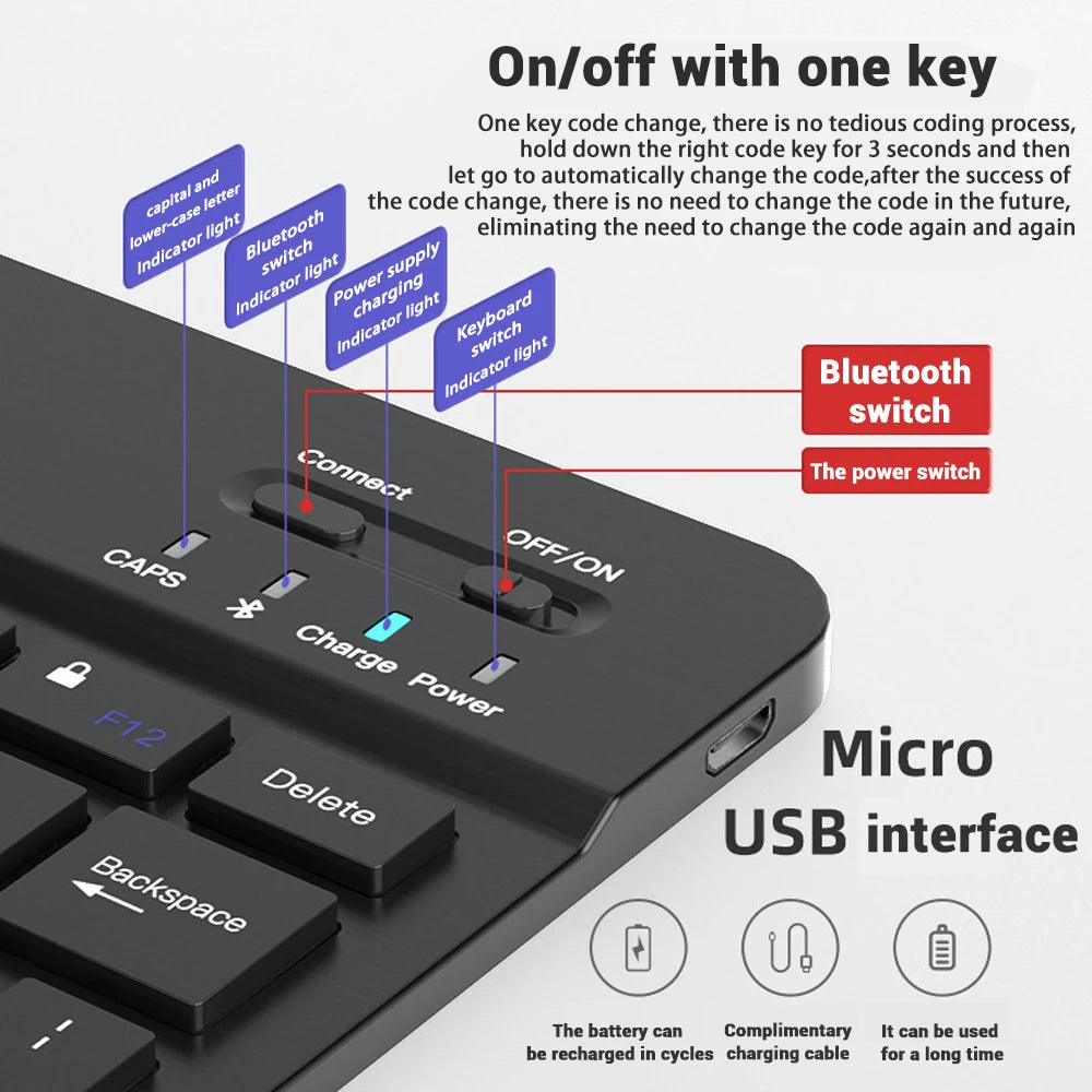 Wireless Keyboard Mouse Combo – iPad, Android, Windows Tablet, Multi-Language