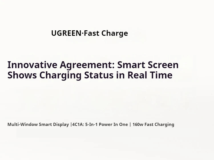UGREEN GaN Charger 160W PD3.1 Fast Charging Phone Charger With Five Ports USB-C/A AI Smart Display For iPhone17 Tablets Laptops