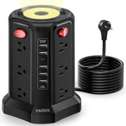PASSUS 10ft AC Power Extender – 12 Outlets & 5 USB Ports