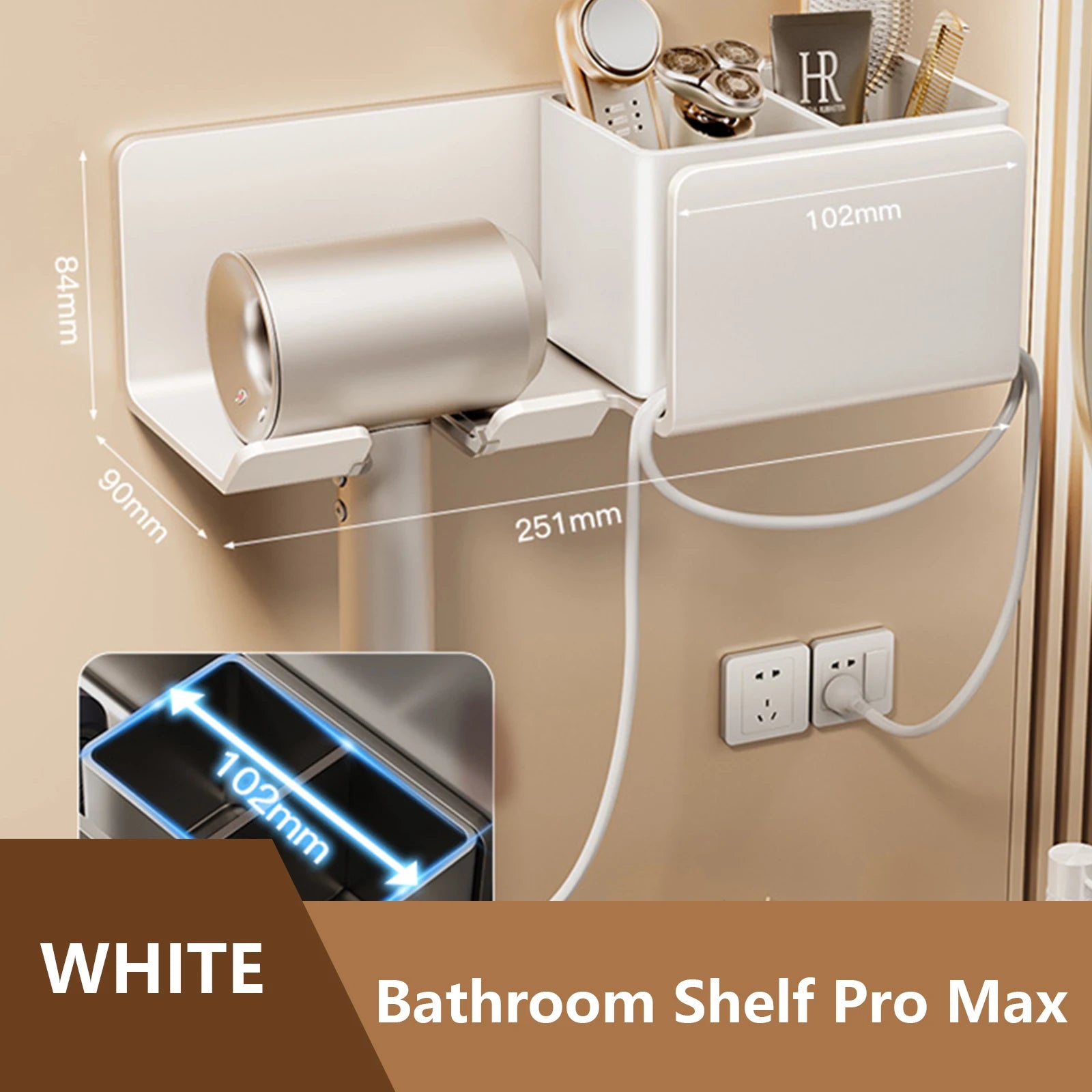 Hair Dryer & Straightener Stand – Bathroom Shelf Organizer for Styling Tools