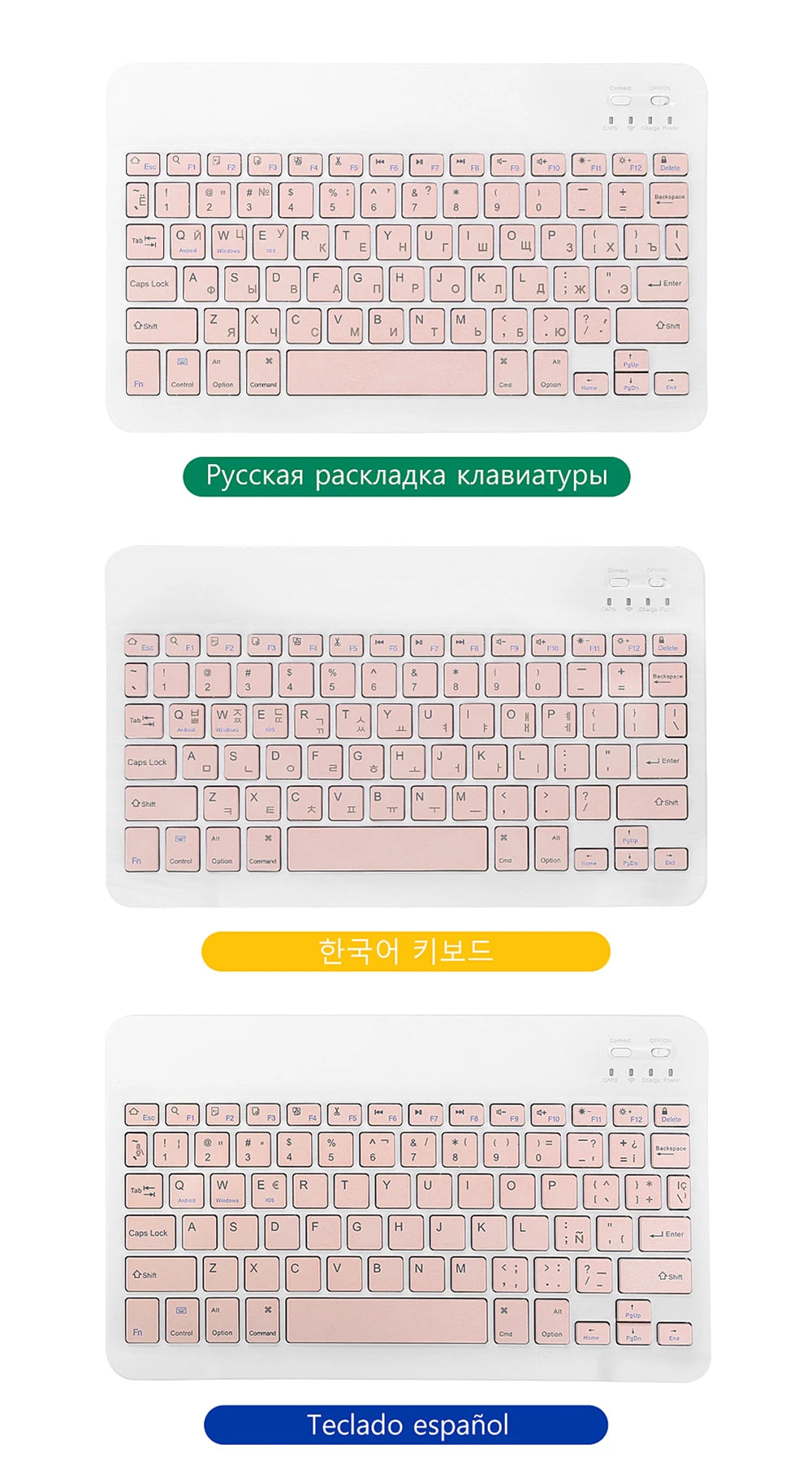 Wireless Keyboard Mouse Combo – iPad, Android, Windows Tablet, Multi-Language