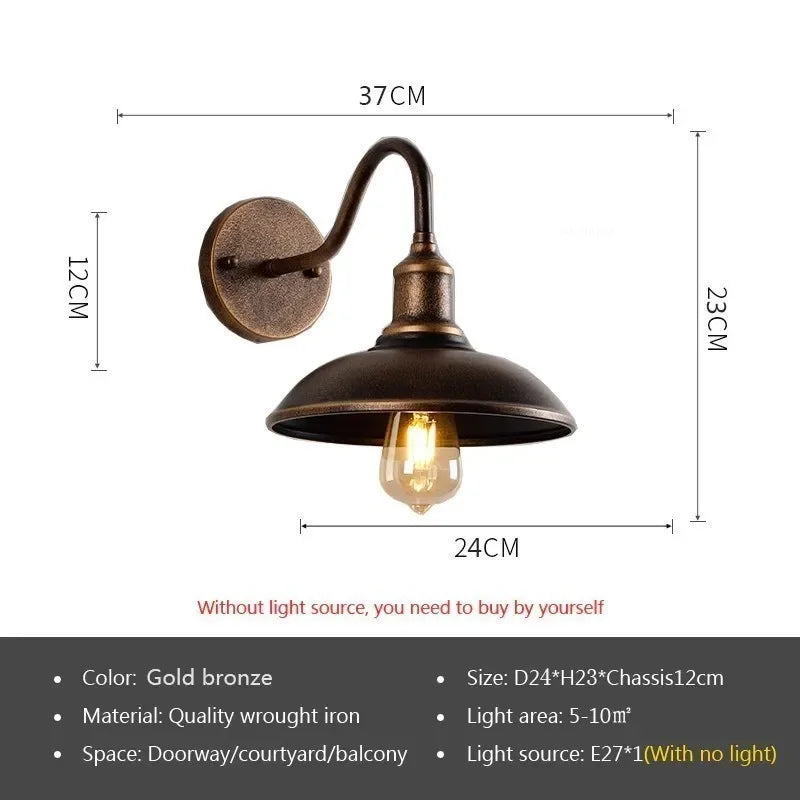 Retro LED Outdoor Wall Lamp – Waterproof, E27 Bulb Compatible