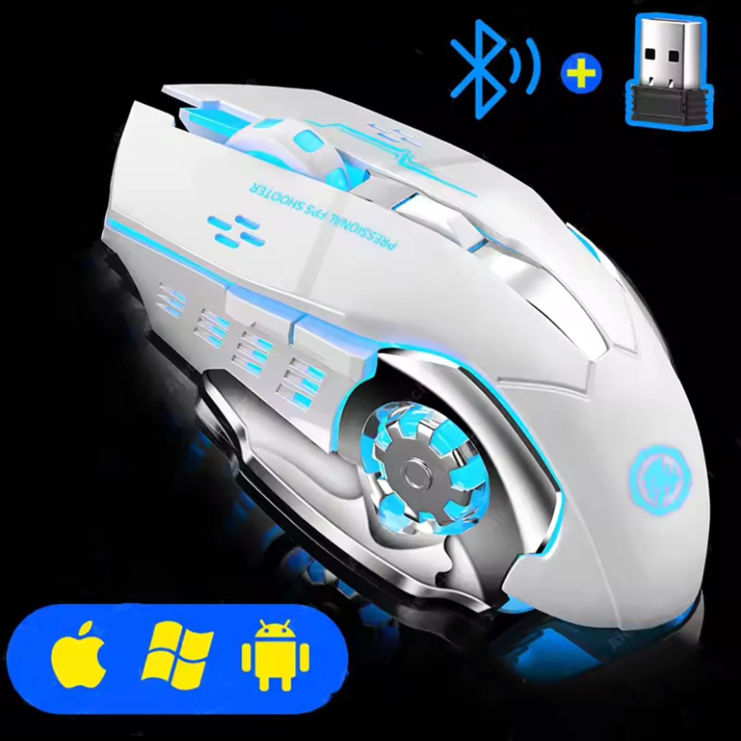 Wireless Rechargeable Mouse – Gaming Backlight, Bluetooth & USB for PC