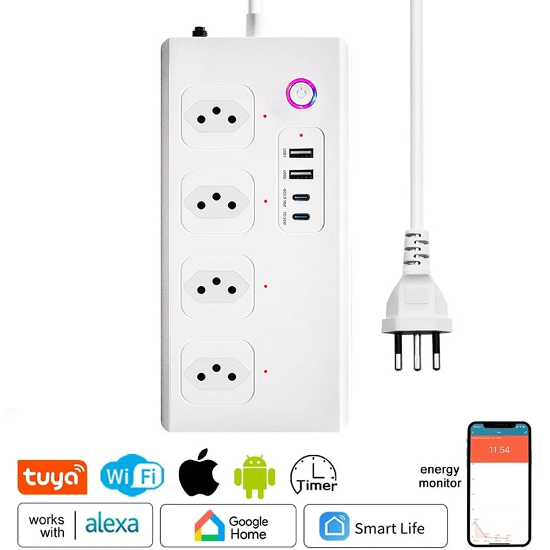 Zigbee Smart Power Strip – 1- 4 AC Outlets & 4 USB Charging Ports