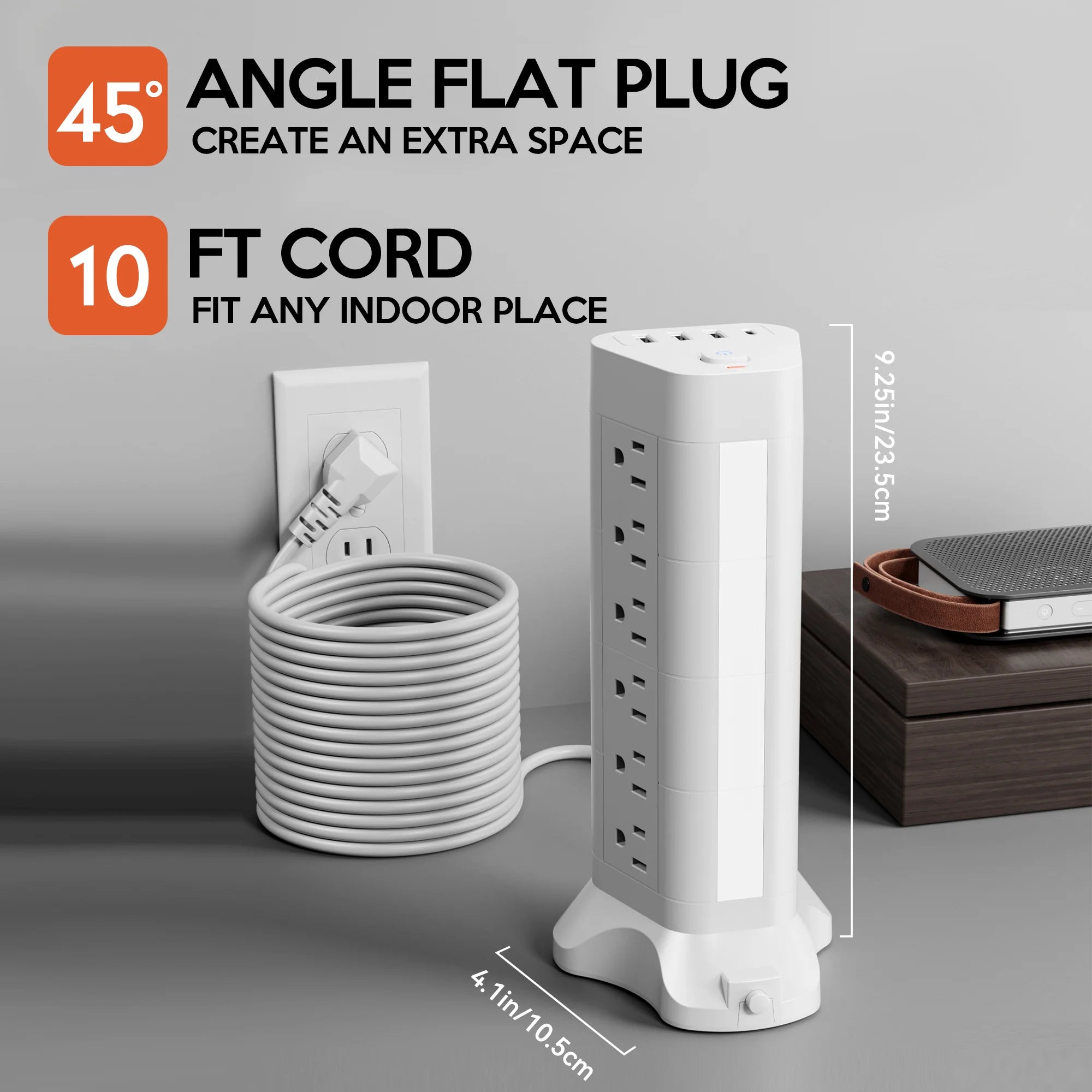Power Strip  – Tower with 18 AC Outlets with 3 USB-A – 1 USB-C & Surge Protection
