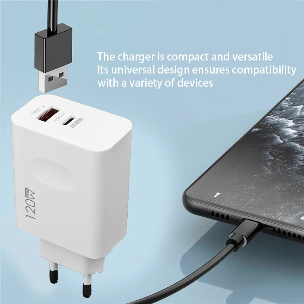 120W USB-C PD Charger Kit – Fast Charging for iPhone & Android