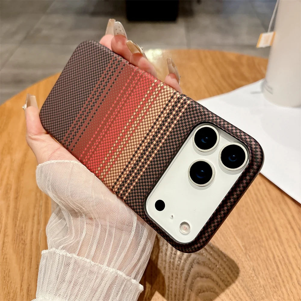 Magnetic Kevlar Carbon Fiber iPhone Case – Slim & Protective
