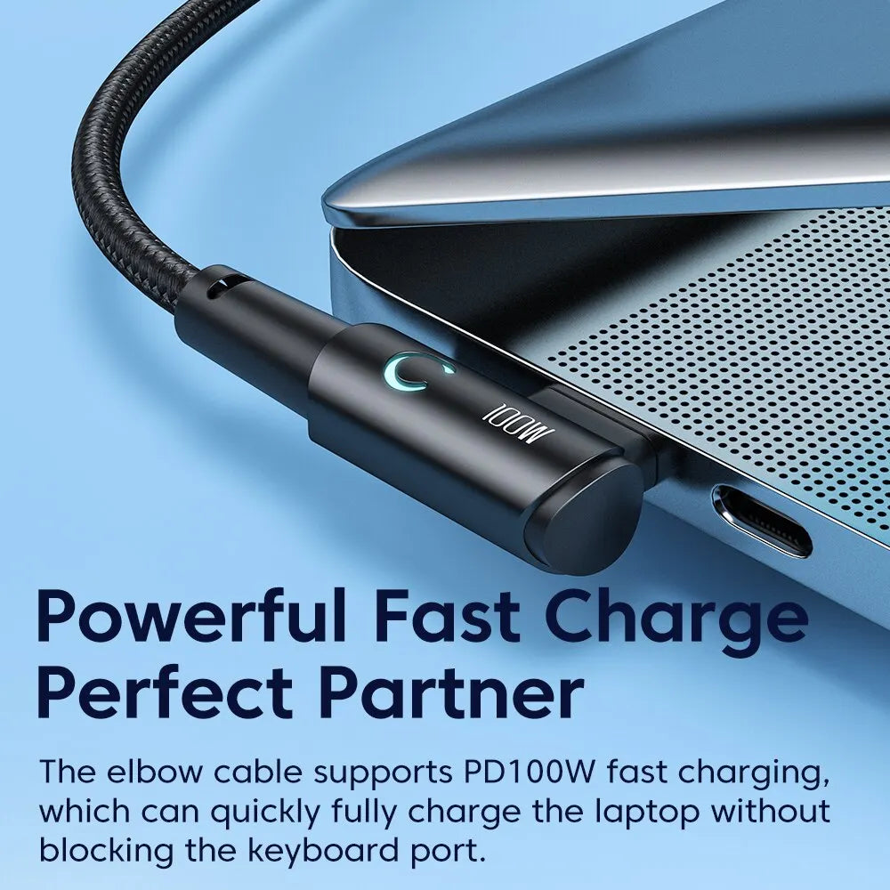 TOOCKI 100W USB-C to USB-C Cable – 90° PD Fast Charging Cable for Laptop, Tablet & Phone