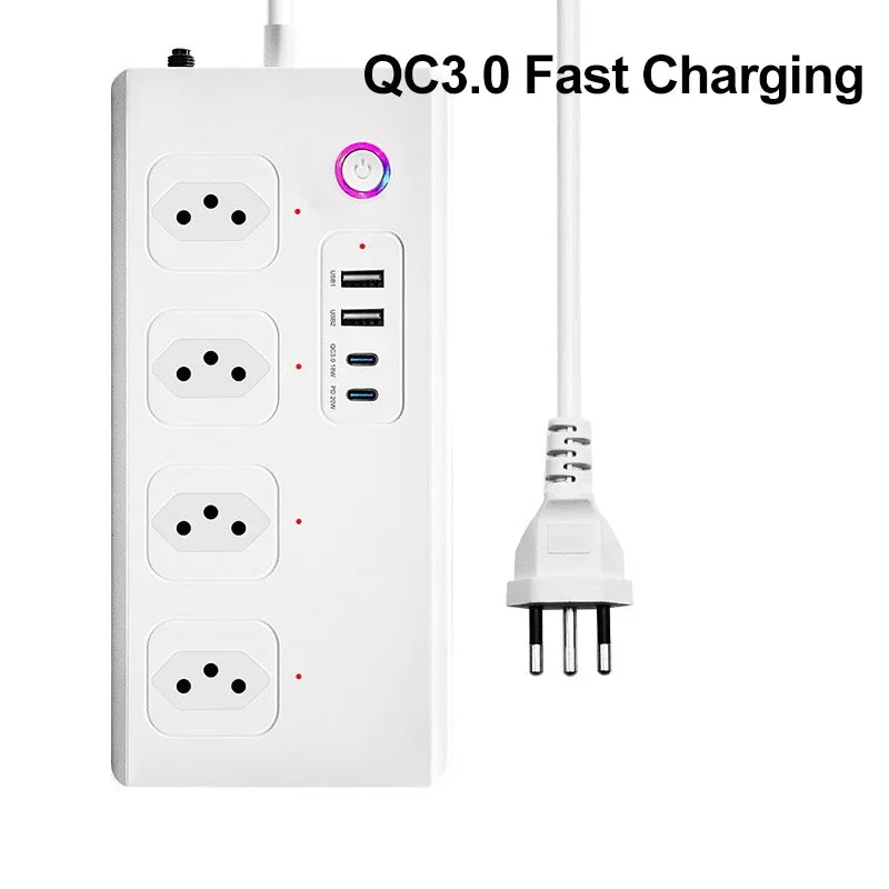 Zigbee Smart Power Strip – 1- 4 AC Outlets & 4 USB Charging Ports