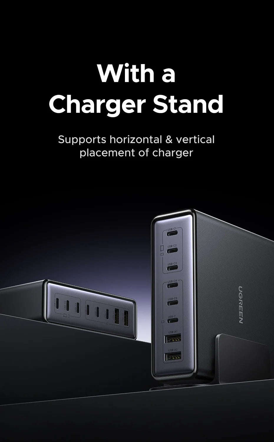 UGREEN 200W/100W/65W GaN Fast Charger – Desktop USB-C