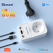 GIRIER Smart WiFi Plug + 65W Fast Charger – EU/US/UK/FR