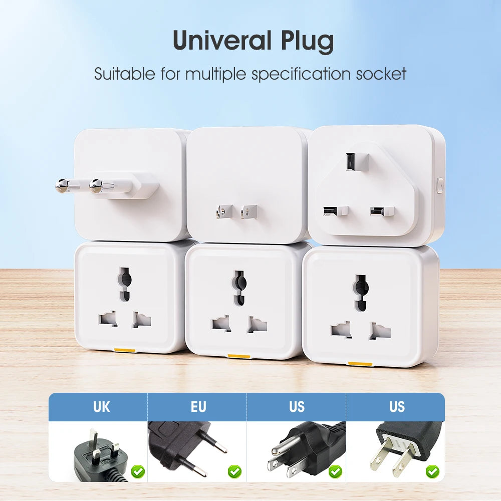 Smart Wi-Fi Plug Universal Adapter with Power Monitoring
