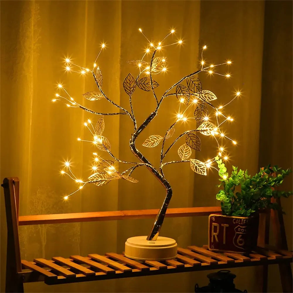 LED Rose Leaf Table Lamp – USB Fairy Light for Home & Bedroom Decor