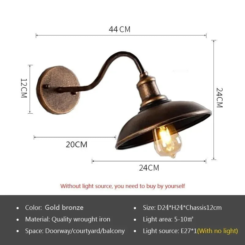 Retro LED Outdoor Wall Lamp – Waterproof, E27 Bulb Compatible