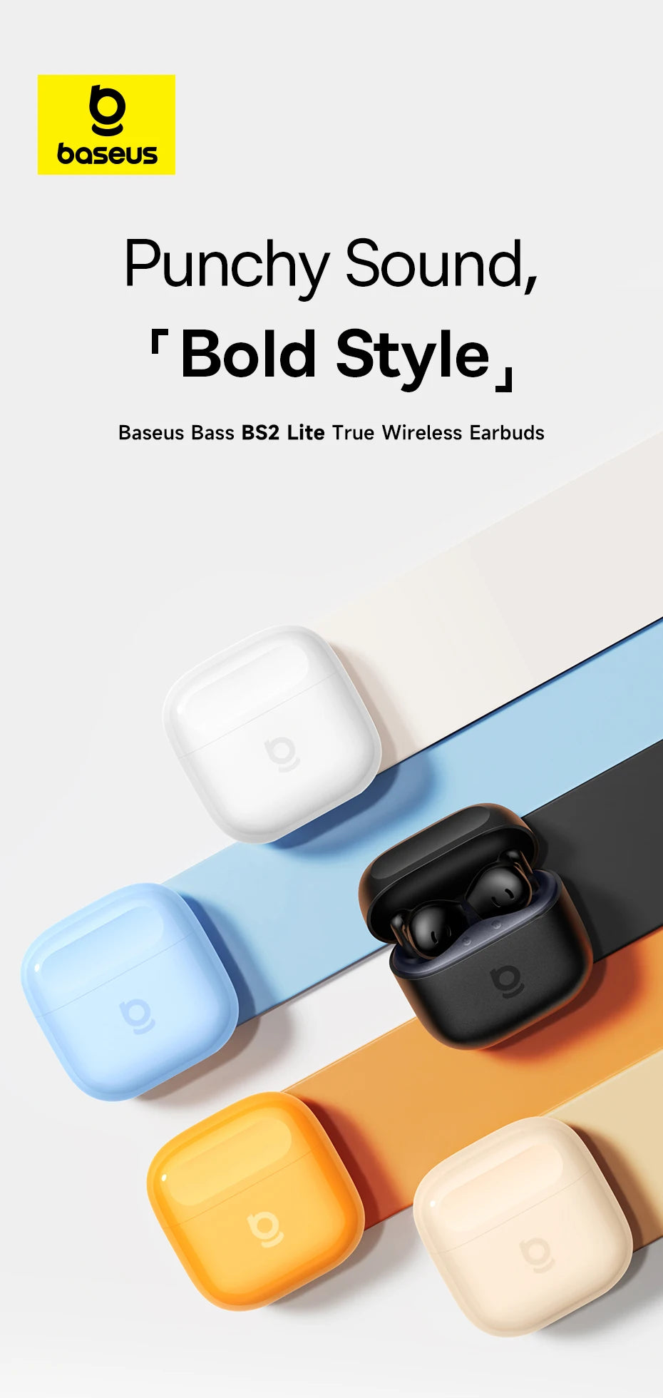 Baseus BS2 Lite True Wireless Earbuds – 40H Playtime, AI Clear Calls, Noise Canceling, IP55