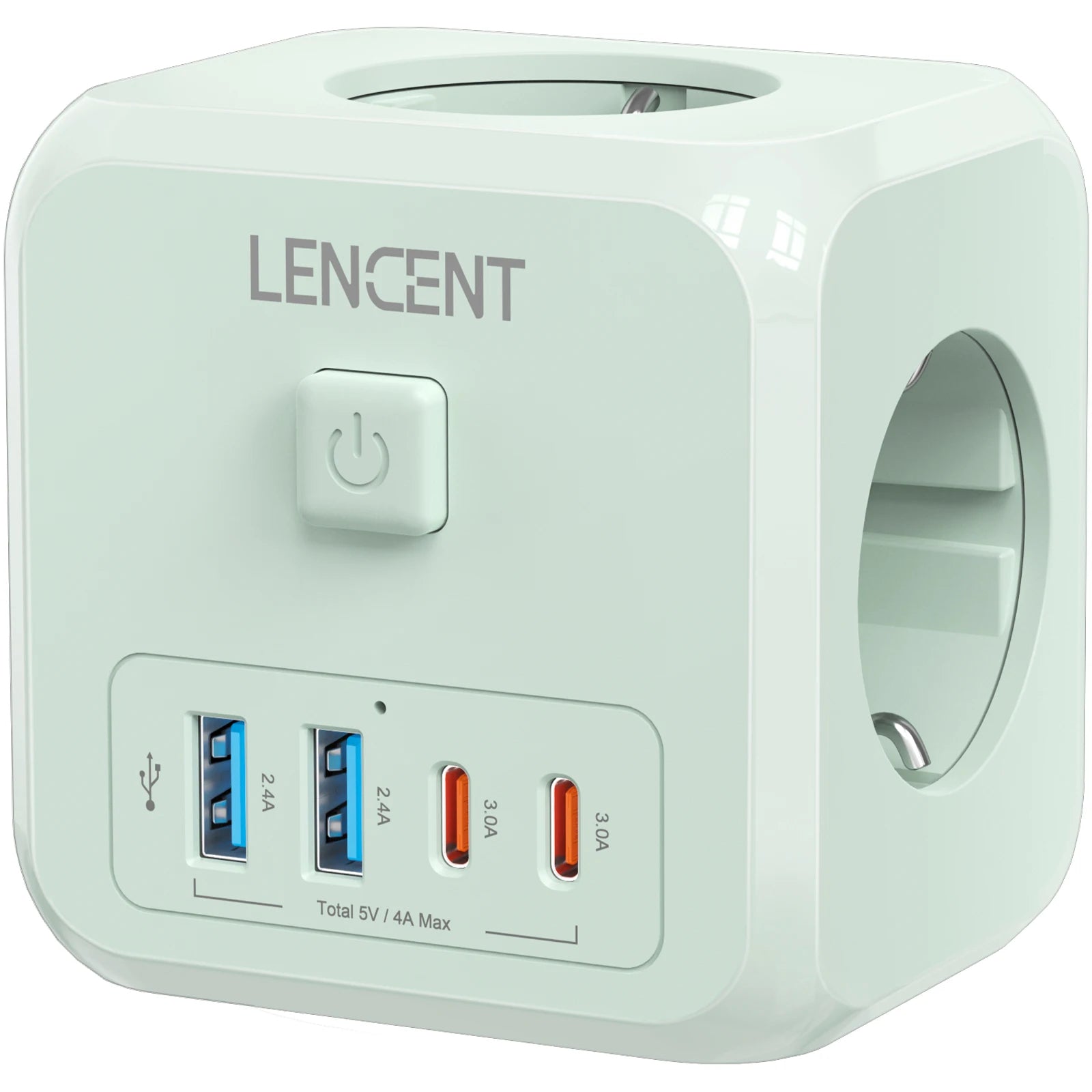 LENCENT EU Power Strip – 7-in-1 Socket with USB & USB-C Charging