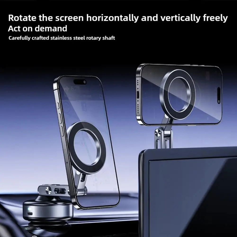 Magnetic Car Phone Mount – Aluminum Alloy, Rotating & Foldable