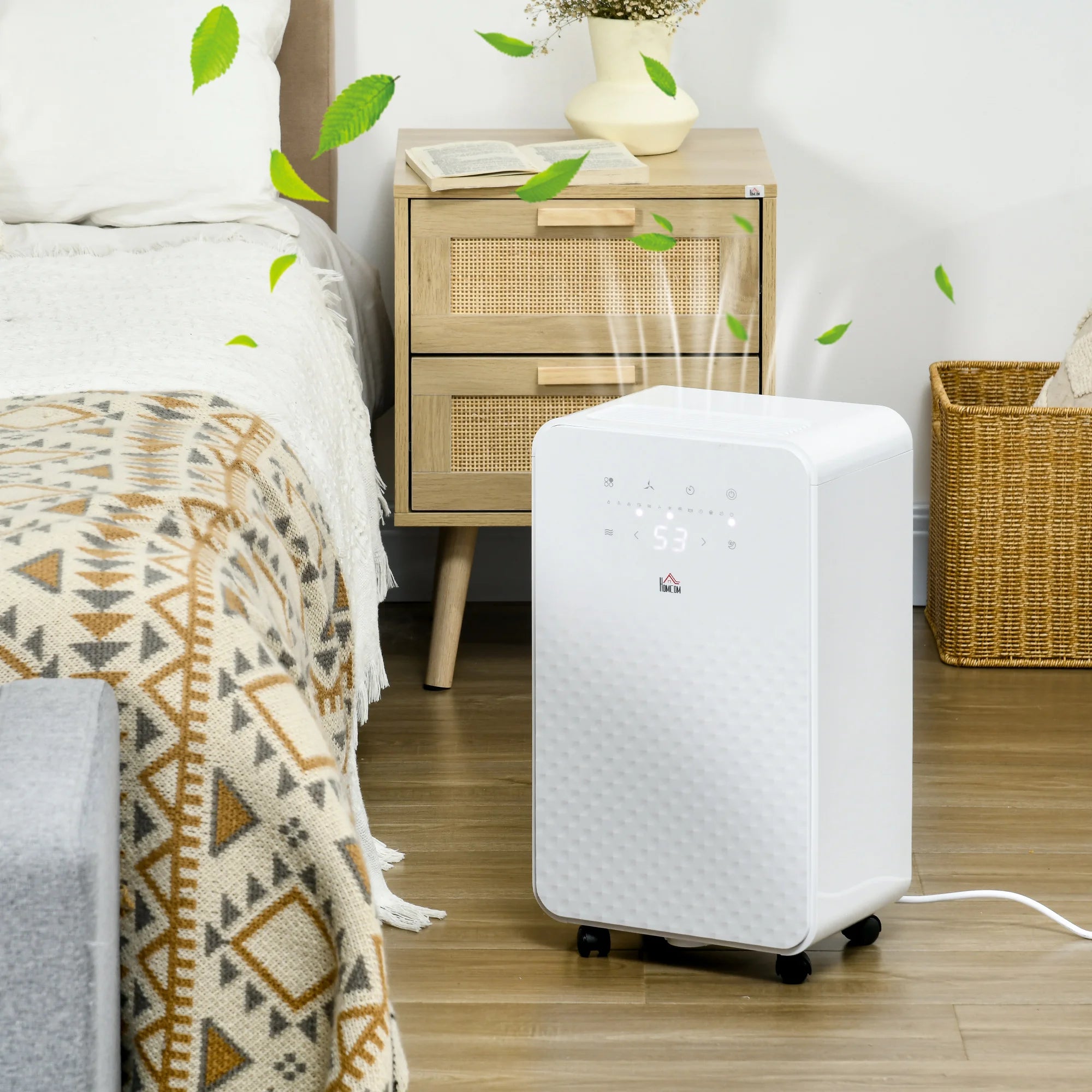 HOMCOM 12L Quiet Air Dehumidifier with Purifier – 5 Modes & Timer