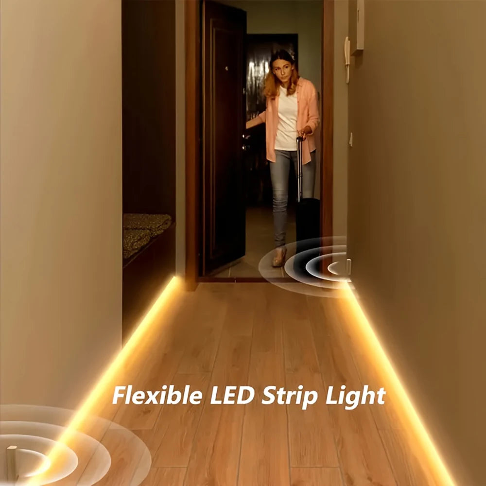 Motion Sensor LED Light Strip – Battery Powered COB Strip for Indoor Lighting