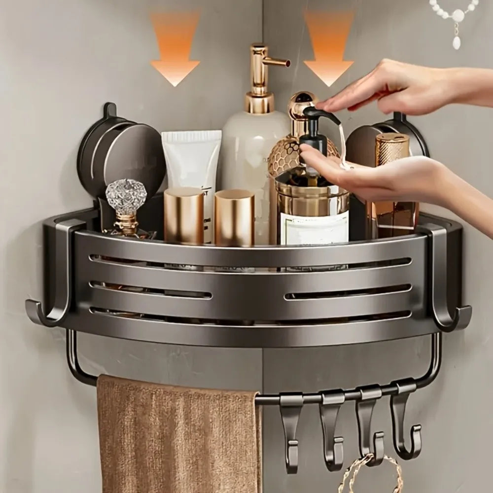Triangular Suction Cup Bathroom Shelf – No-Drill Corner Storage Organizer
