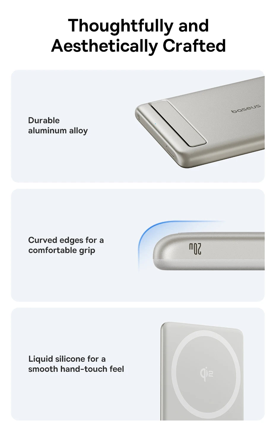 Baseus 5000mAh Magnetic Power Bank – Wireless & PD Fast Charging with Kickstand