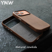 YMW Magnetic Genuine Leather MagSafe Case for iPhone 14–17 Series