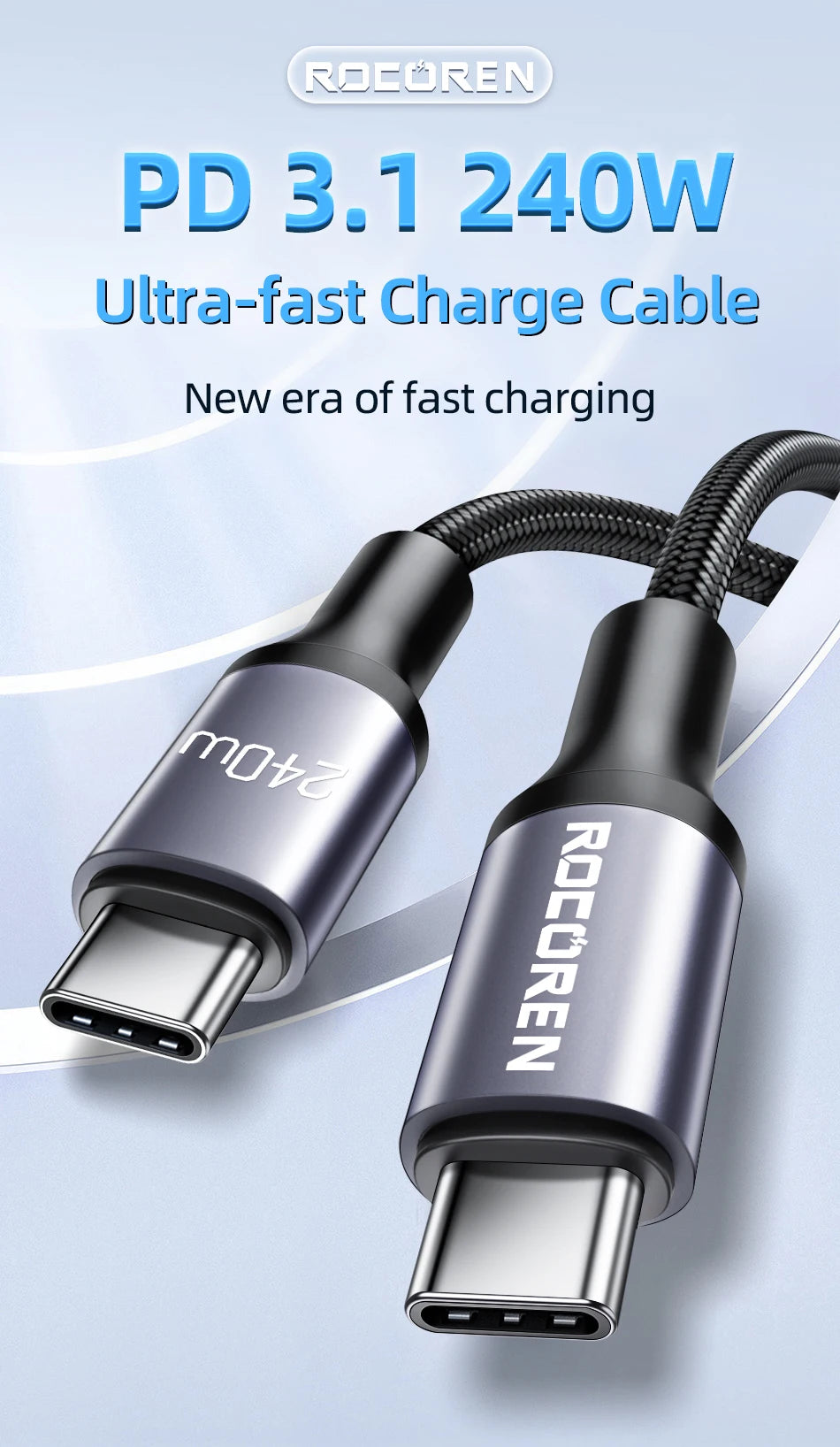 USB-C to USB-C 240W Cable – 2m PD 3.1 Fast Charger