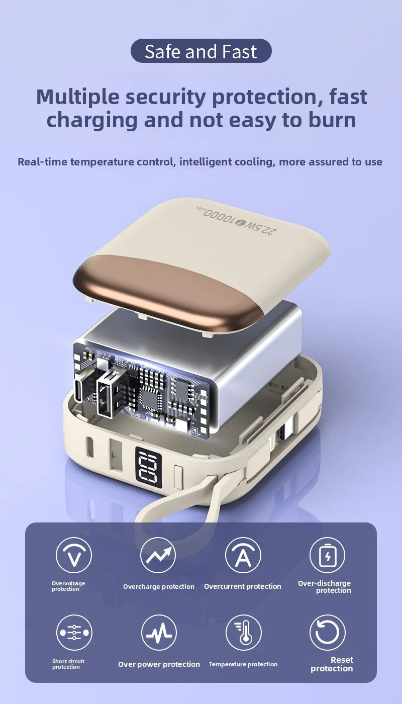 10000mAh Mini Power Bank – 66W Fast Charge, CCC Certified