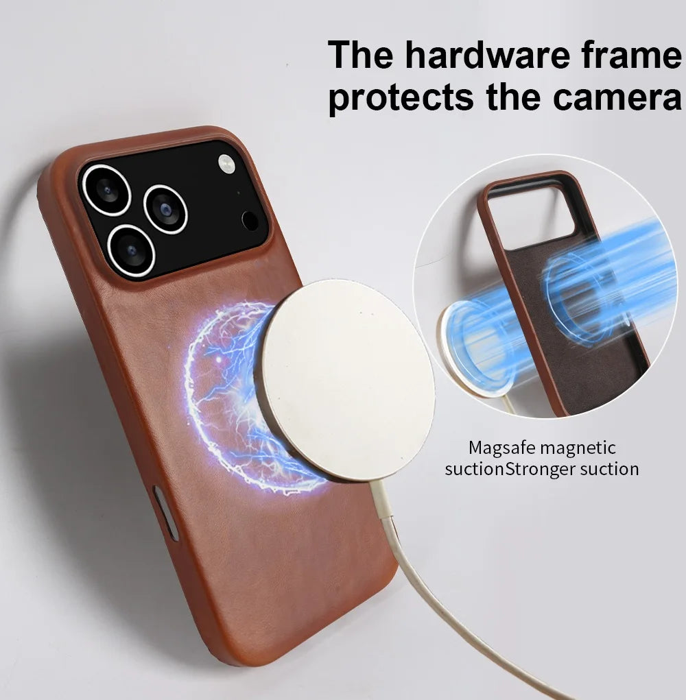 Vintage Waxed Leather iPhone Case – MagSafe Full Cover