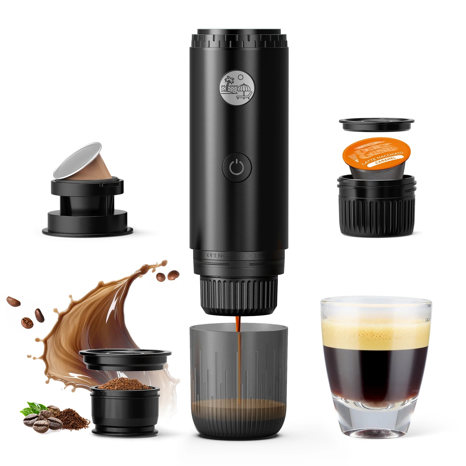 3-in-1 Travel Espresso Maker – Portable USB-C Self-Heating Coffee Machine