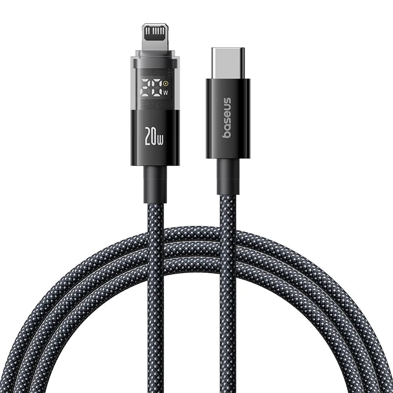 Baseus 20W USB-C Cable for iPhone & iPad – Fast Charge with LED Display