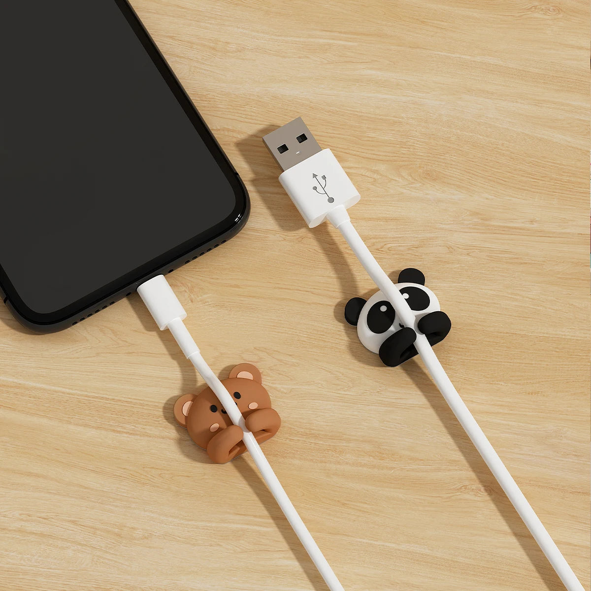 Desktop Cable Manager – Cartoon Wire Holder for Cables & Earphones