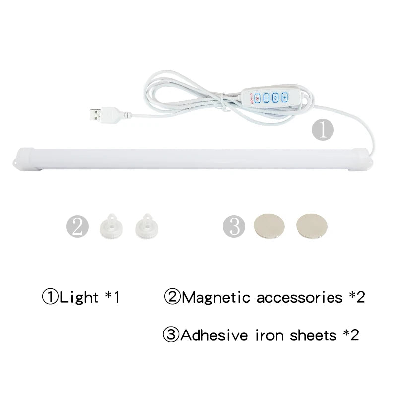 1PC LED Under Cabinet Lighting USB Plug Dimmable 3 Colour Changes LED Night Light Kitchen Bedroom Lighting With Magnetic Strip