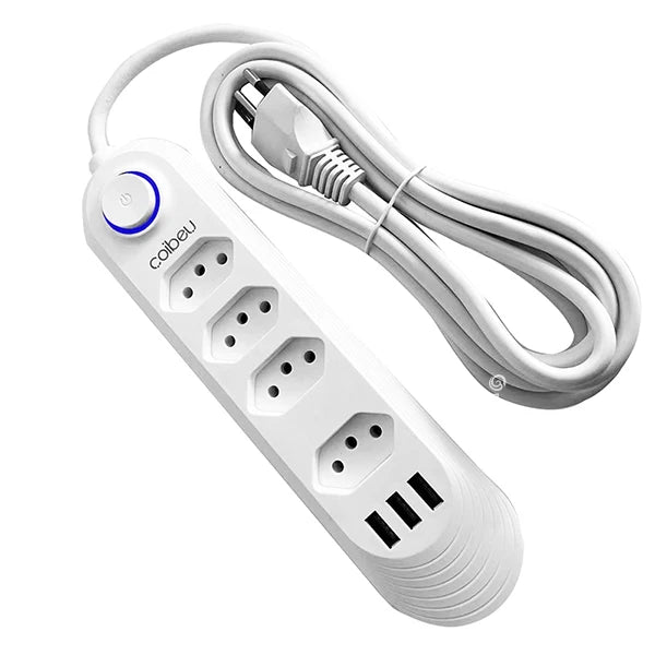 USB outlet, 2 m, power strip outlet, plug, electrical outlet extension, retractable multi-outlet tower, Brazilian standard