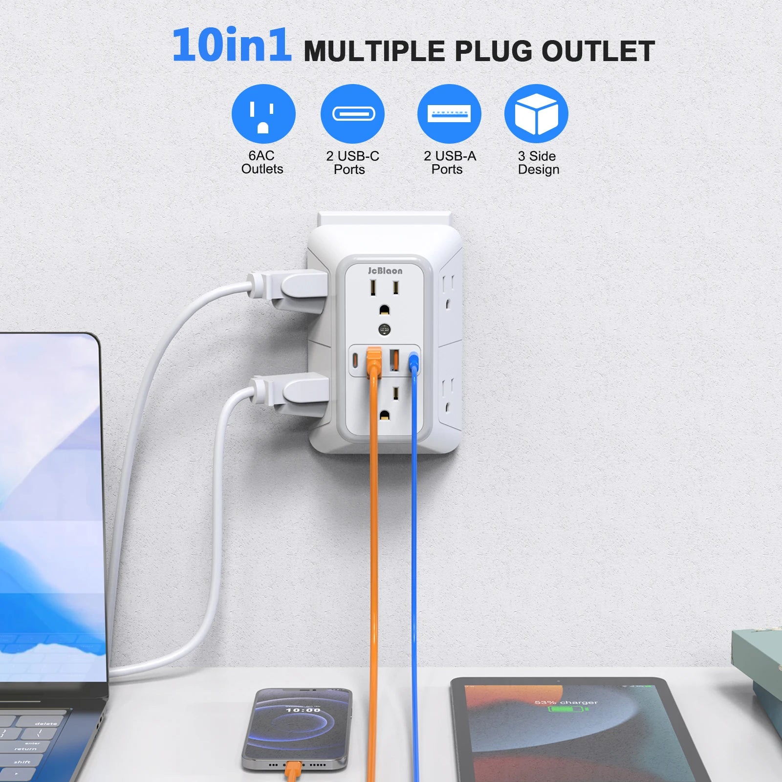 6-Outlet Power Strip with 4 USB Ports (2 Type-C)