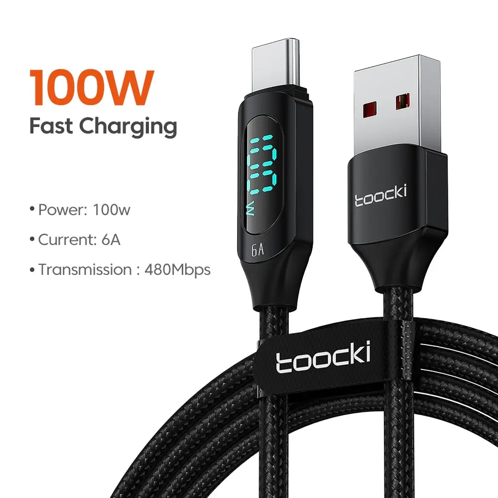 TOOCKI 100W USB-C Fast Charging Cable – PD Charging & Data Sync Cable (1M / 2M)