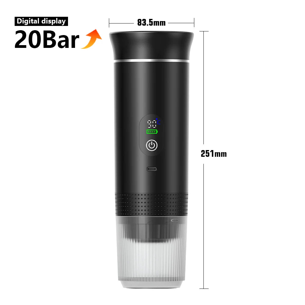Wireless Portable Espresso Maker – 3-in-1 Coffee Machine for Travel & Camping