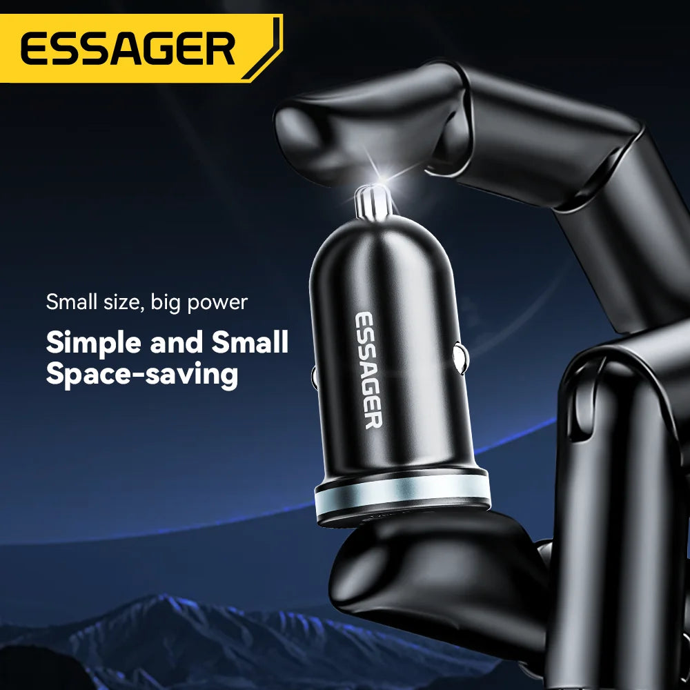 Essager 30W USB Type C Car Charger Fast Charge PD QC 3.0 FCP AFC For iphone 14 13 12 Xiaomi Huawei Samsung Mobile Phones Adapter