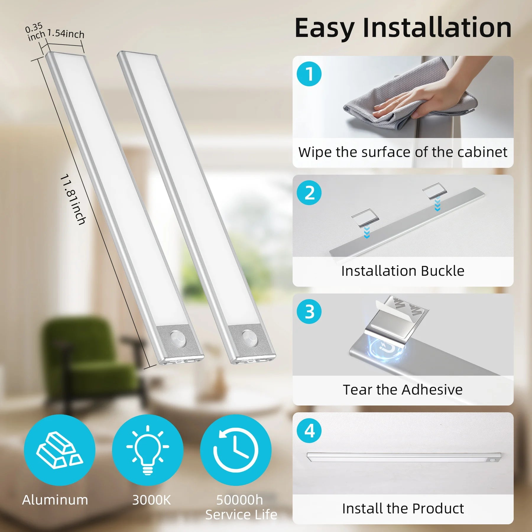 Dimmable USB Rechargeable Motion Sensor Lamp – Minimal Ambient Lighting