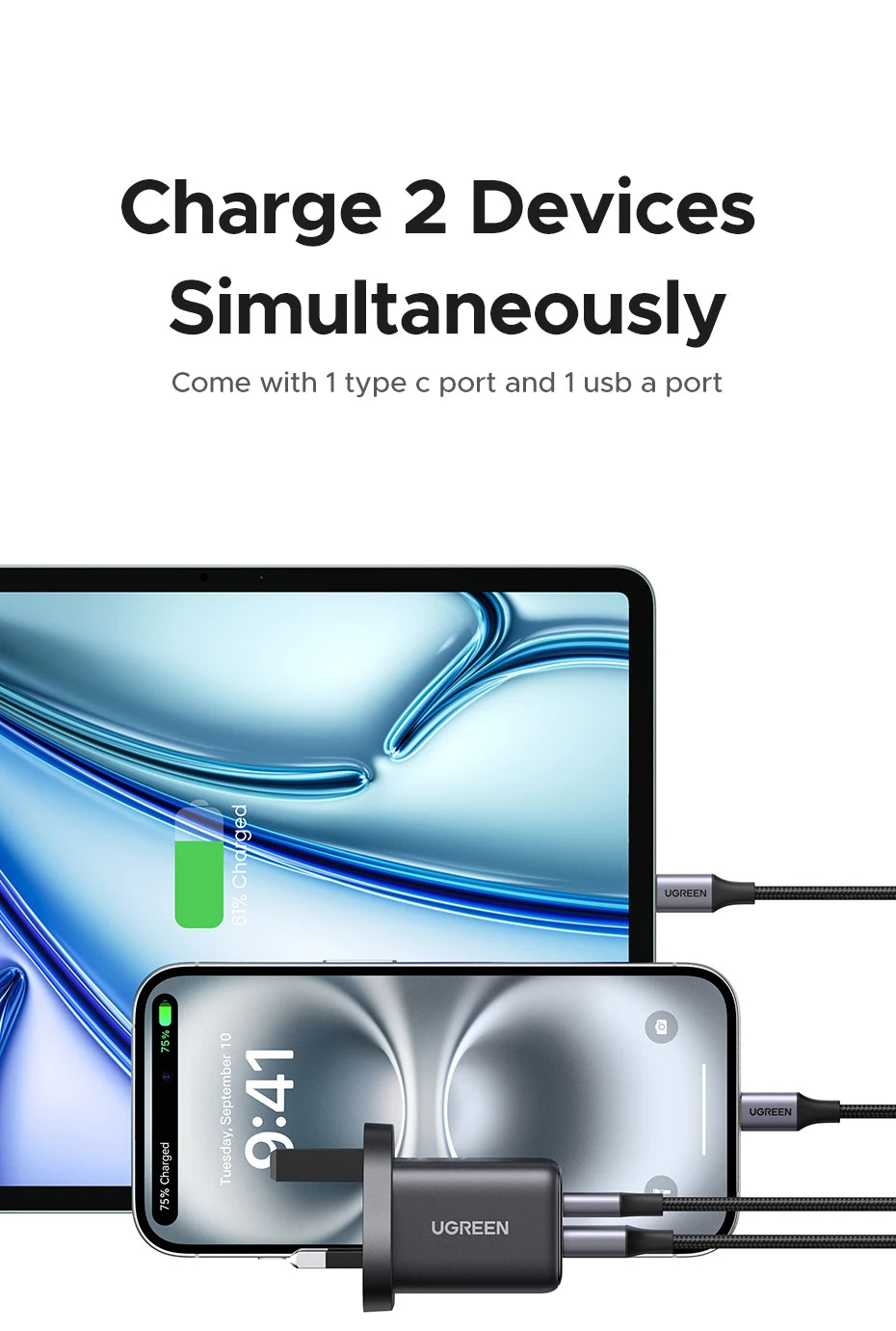 UGREEN GaN Mini Charger – 20W/30W PD 3.0 USB-C (UK Plug)