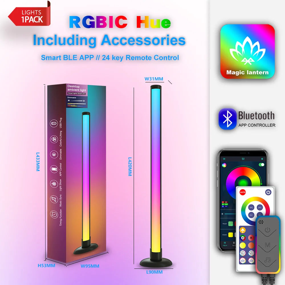 Smart RGB Desk Light – Music Sync, WiFi/Bluetooth, Room Decor