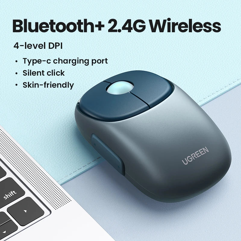 UGREEN Wireless Bluetooth Mouse – 4000 DPI, Rechargeable, Multi-Mode