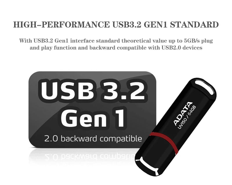 ADATA USB 3.2 Flash Drive – Portable, Easy Use, 32GB-256GB Options