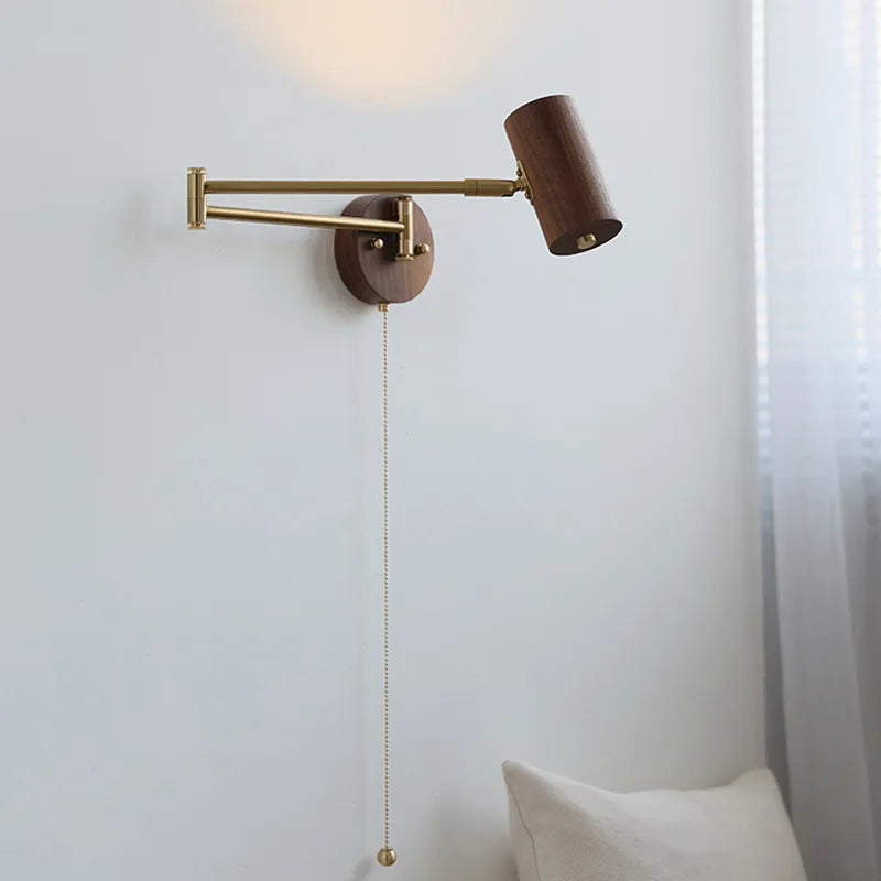 QUASHION Modern Wall Lamp – Rotatable Wood & Iron Sconce
