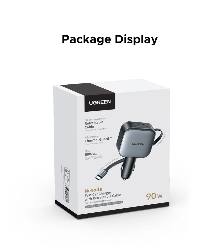 UGREEN 145W Car Charger – 3 USB-C & 1 USB-A
