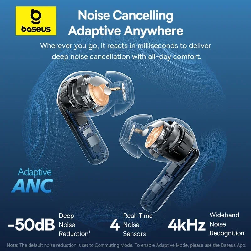 Baseus EP10 Pro ANC Wireless Earbuds – 50dB Adaptive Noise Cancellation, LDAC Audio & Bluetooth 6.0