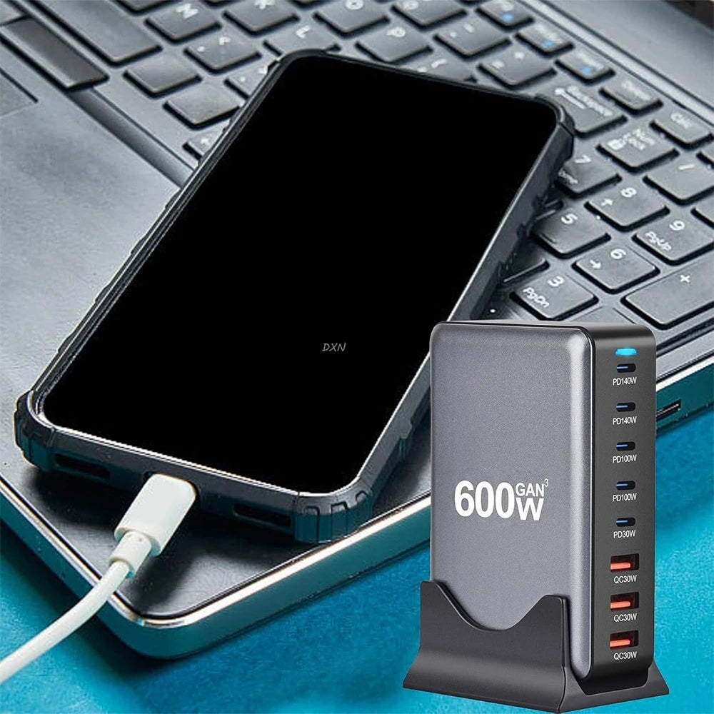 2025 600W GaN 8-Port Fast Charger – USB-C PD3.1