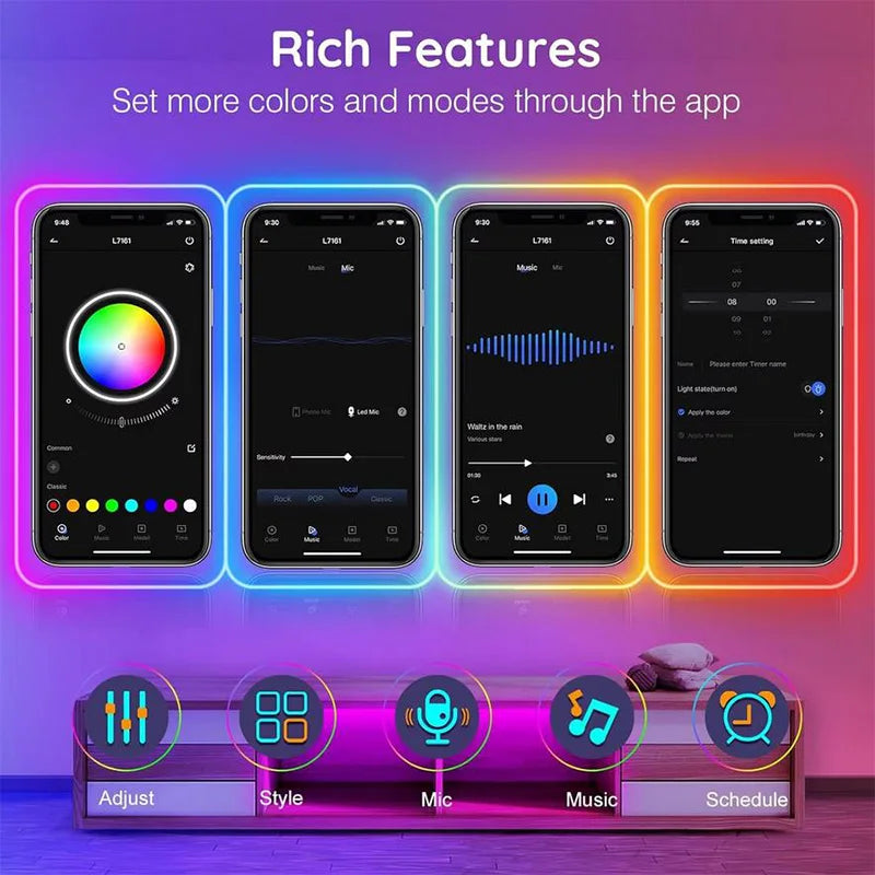 3535 RGB Neon LED Strip Lights 24V 5m 10m 20m 30m Neon Rope Light with Music Sync IP67 Waterproof Light Strip for Home Decor