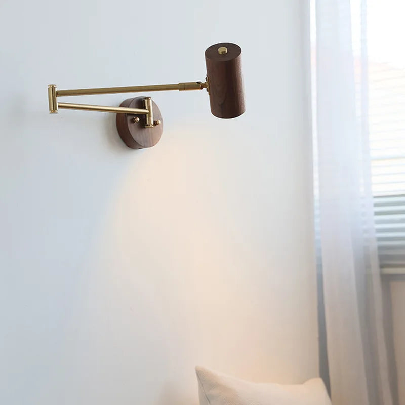 QUASHION Modern Wall Lamp – Rotatable Wood & Iron Sconce