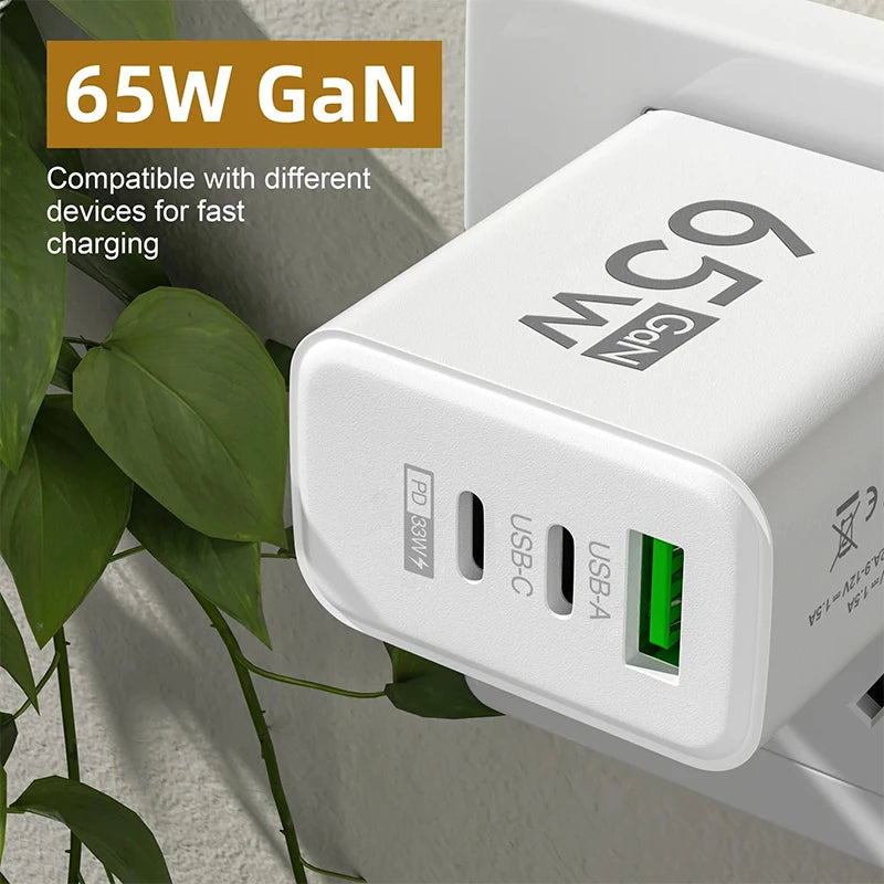 65W GaN USB-C Fast Charger – PD 3.0 Wall Adapter